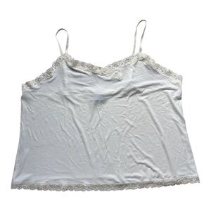 Y2K Satin Lane Bryant Lace Silky Cami Tank 22/24 Cream Ivory Spaghetti Strap